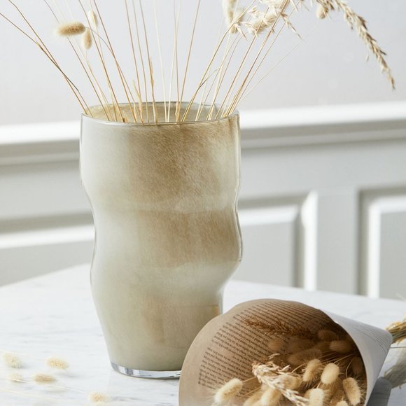 New West Elm XL Boho Gray Glass Abstract Asymmetrical Flower Vase Home Décor 10” - Picture 5 of 12